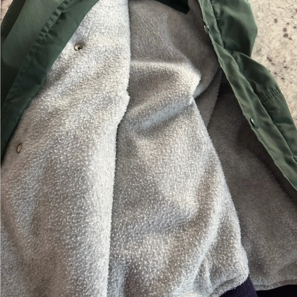 American Eagle Outfitters Dark Green Bomber Jacket with Gray Hood